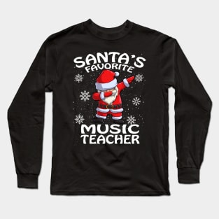 Santas Favorite Music Teacher Christmas Long Sleeve T-Shirt